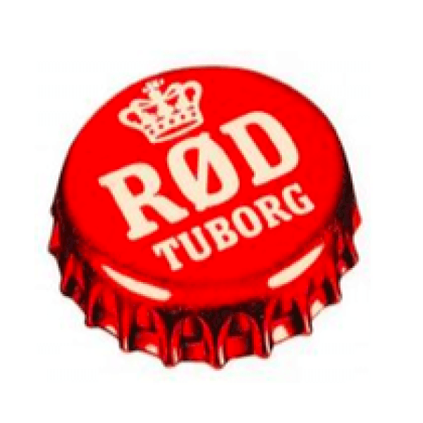 Rød Tuborg på fad