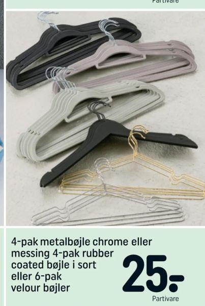 4-pak metalbøjle chrome eller messing 4-pak rubber coated bøjle