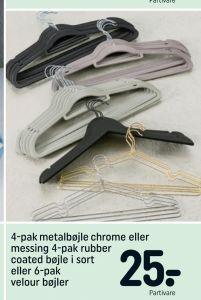 4-pak metalbøjle chrome eller messing 4-pak rubber coated bøjle-logo