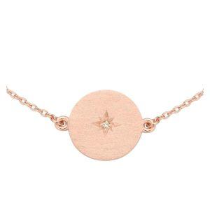 North Star armbånd - rosa forgyldt sterlingsølv med diamant-logo