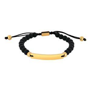 SON armbånd onyx/steel IP gold 19-25cm-logo