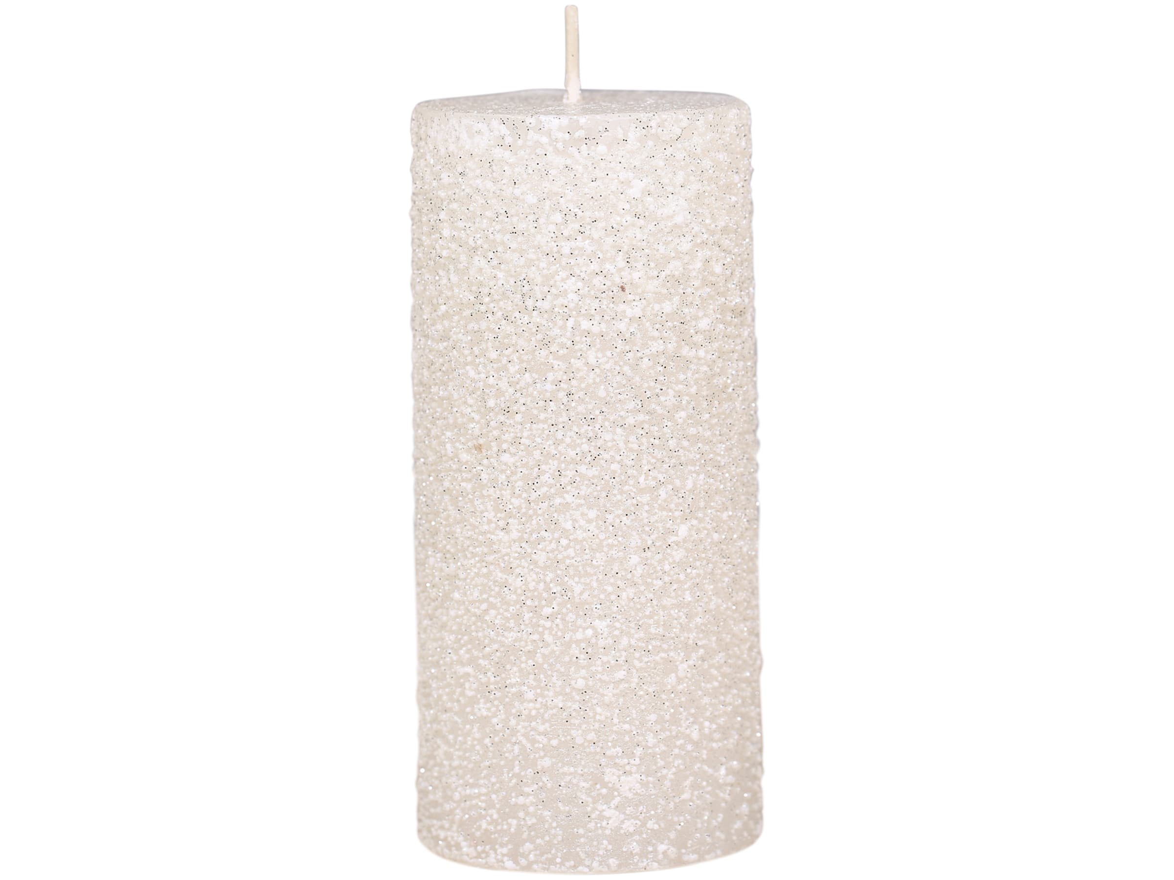 Chic Antique - Rustikt bloklys med glimmer H11 Ø5cm. creme