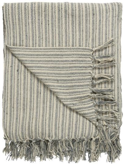 Ib Laursen | Stribet plaid creme/støvblå-logo