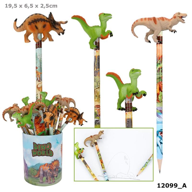 Dino World Blyant m/dino top-logo