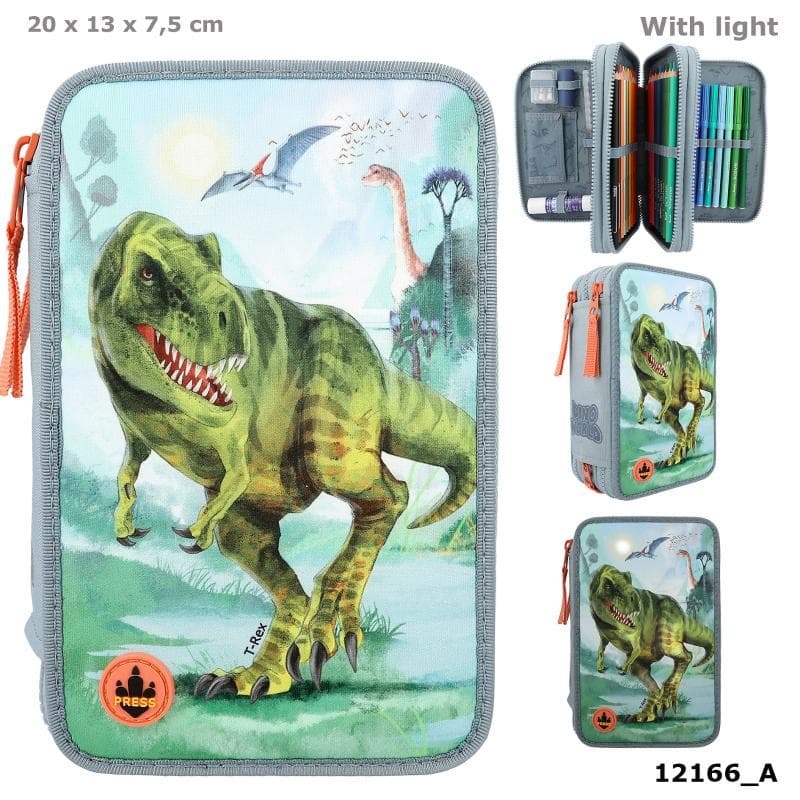 Dino World Trippel Penalhus m/LED-logo