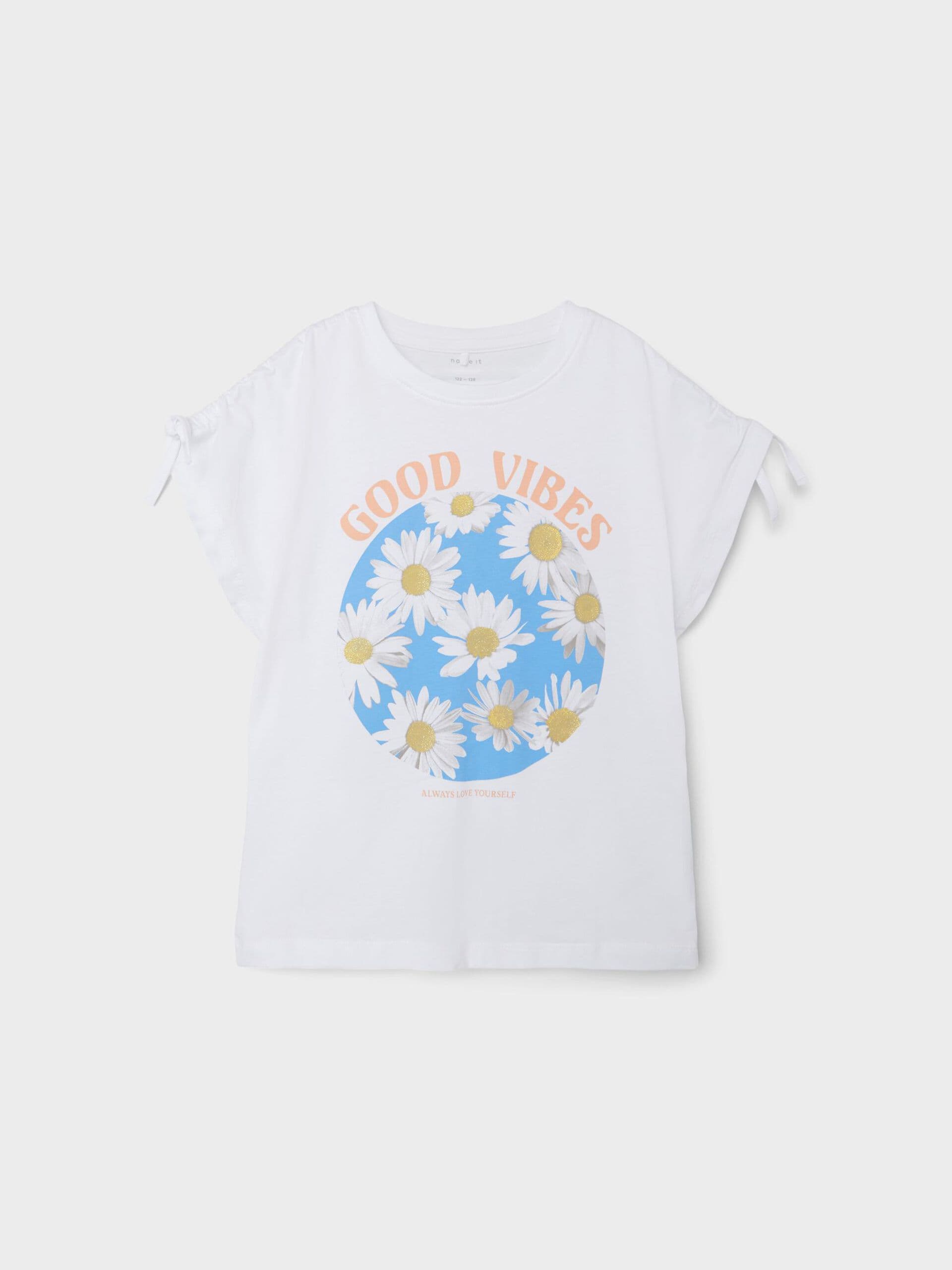 Name It - T-shirt m/ blomster print hvid 122/128-logo