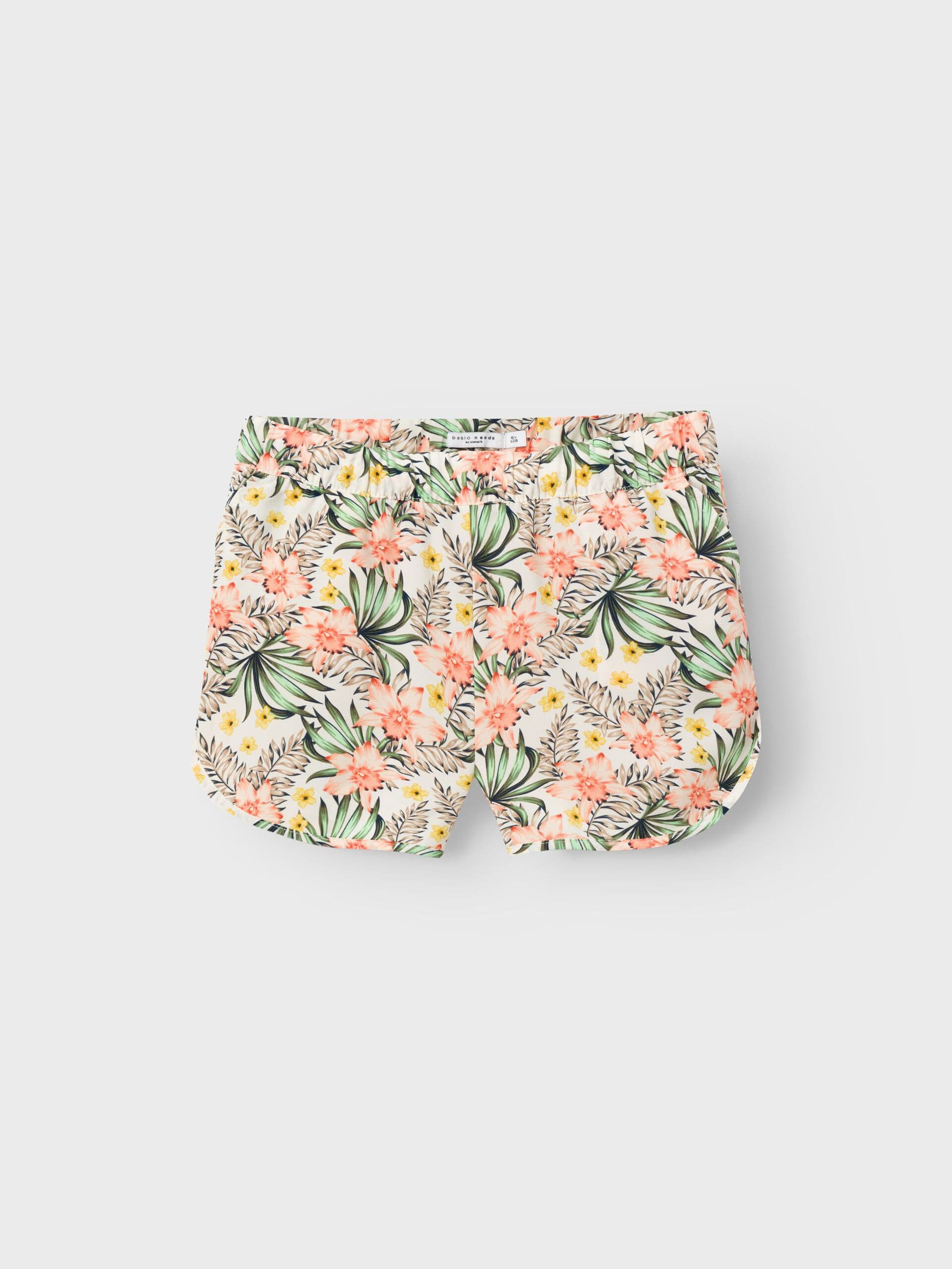 Name It - Shorts m/ blomsterprint hvid 128-logo