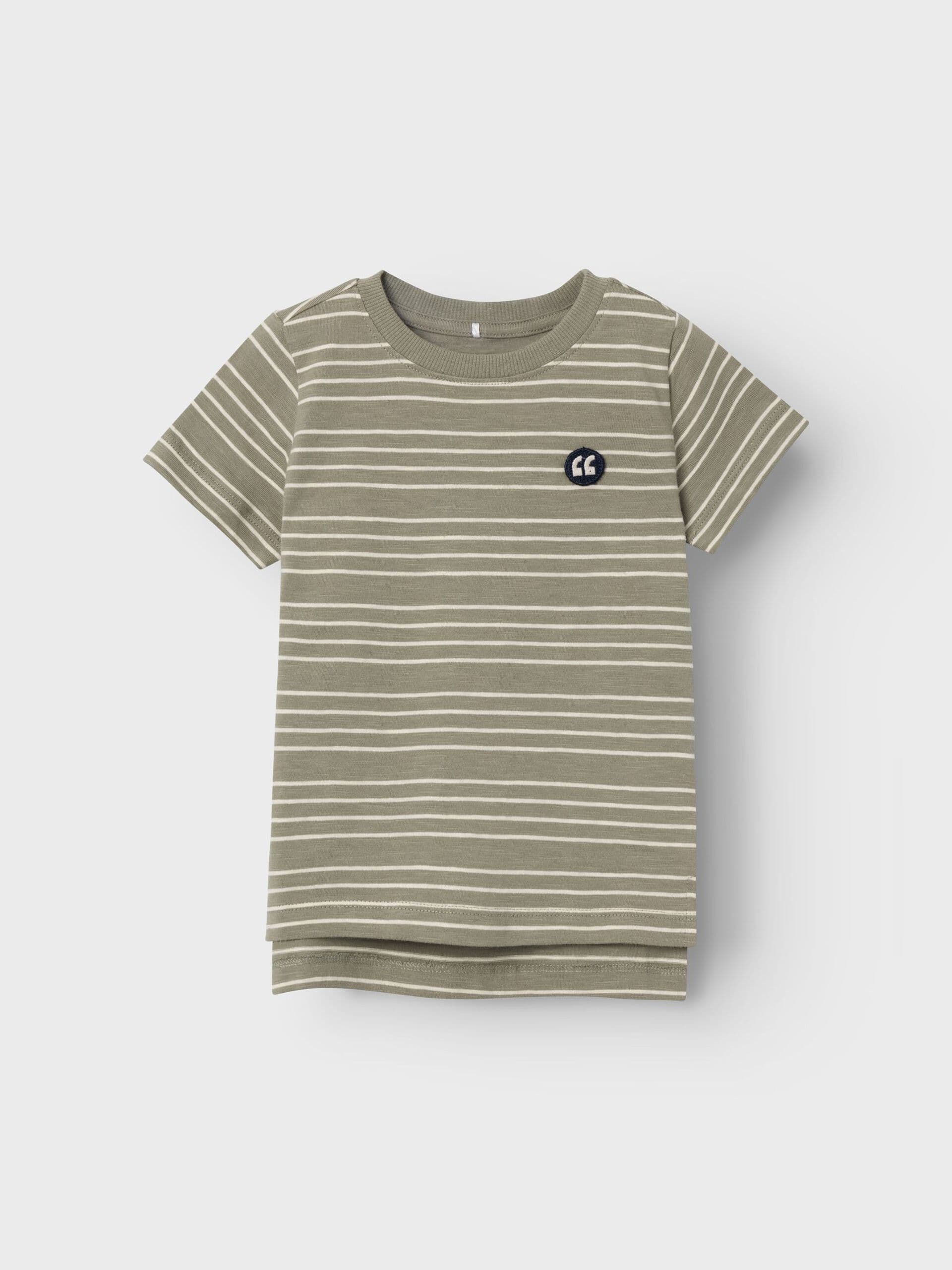 Name It - T-shirt m/ hvide striber grøn  104-logo