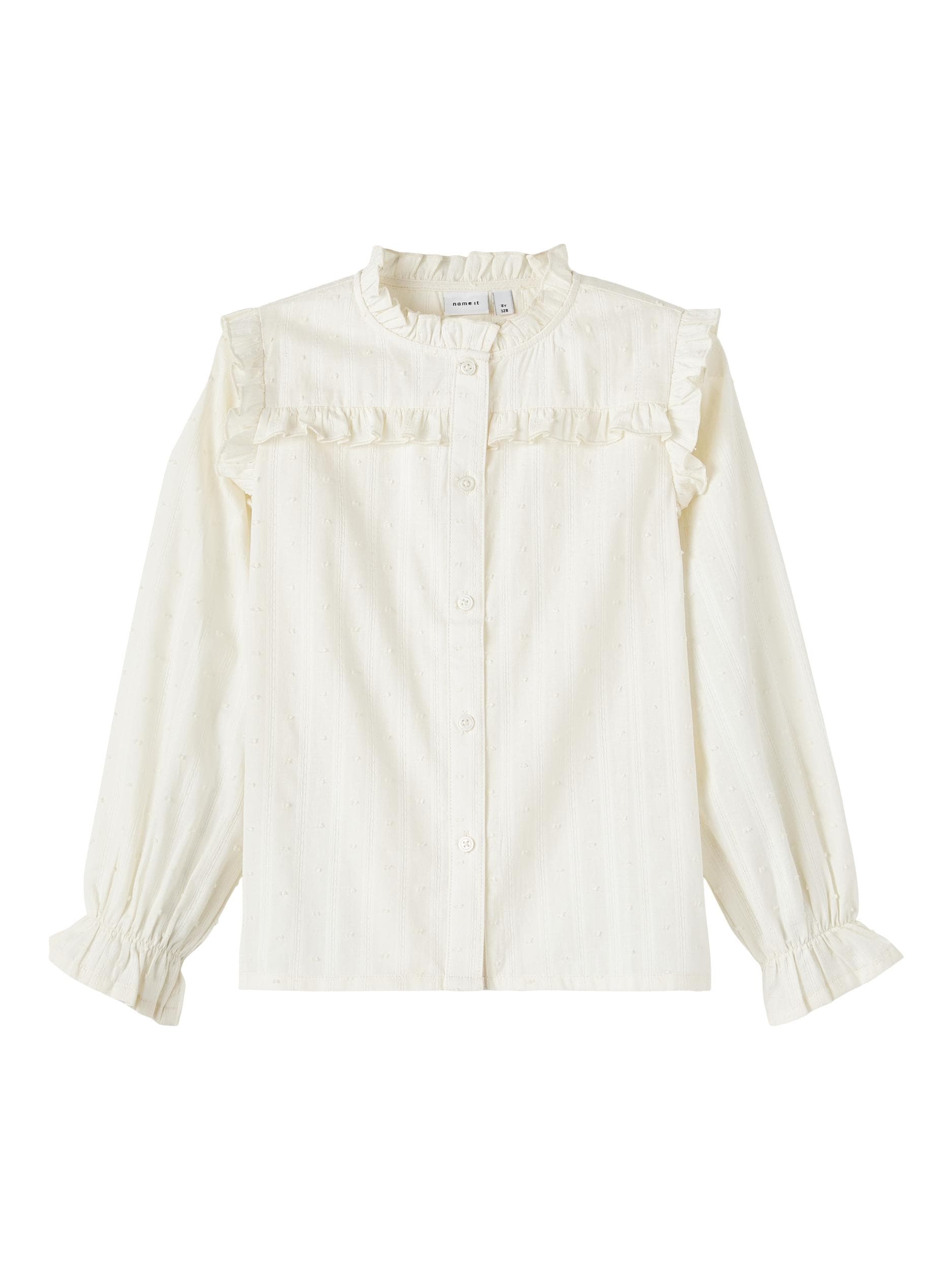 Name It - Hvid bluse m/flæser 134/140-logo