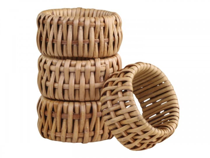 Chic Antique - Servietring sæt af 4 i rattan - H2,5 Ø5,5 cm