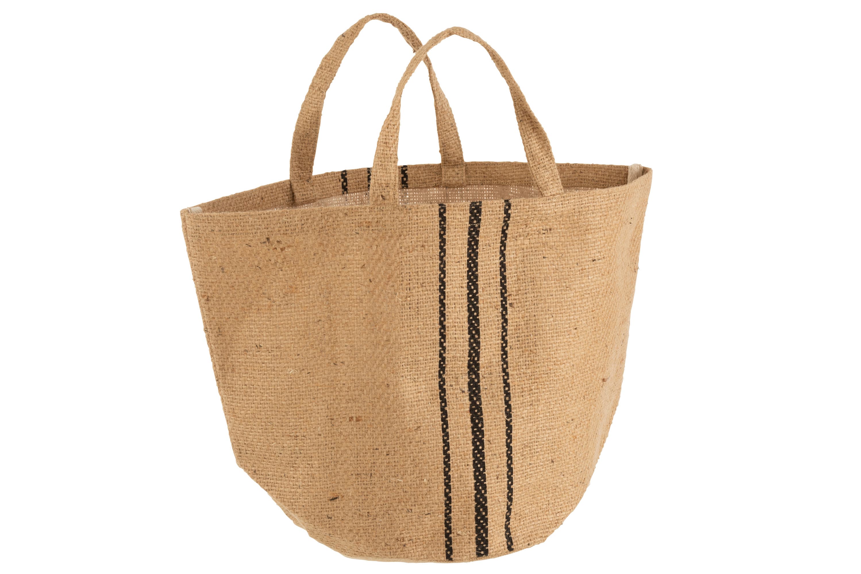 Strandtaske i Jute m/stribe-logo