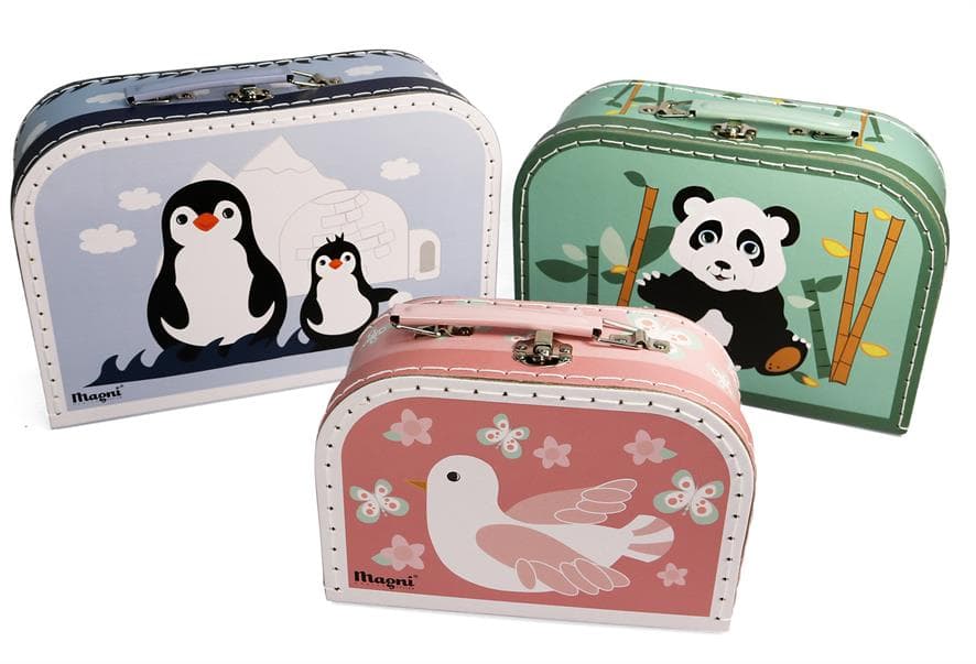 Magni Kuffert sæt 3 stk Pingvin, Panda, Fredsdue-logo