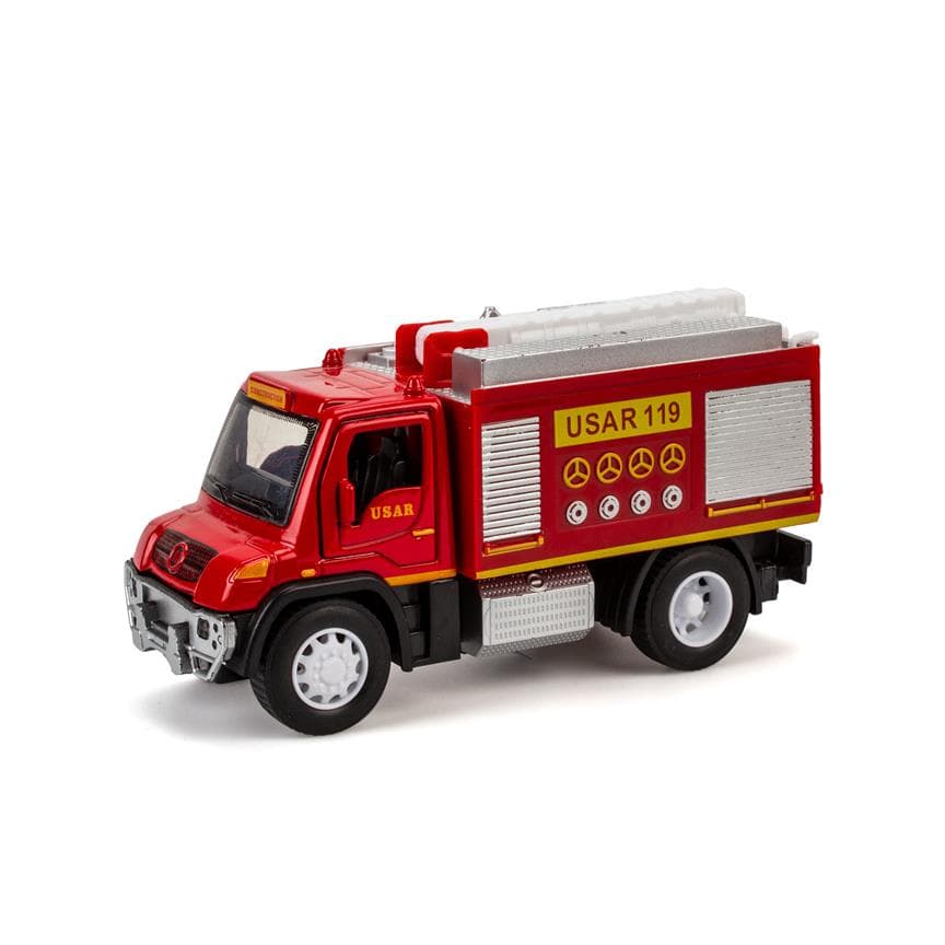 Magni - Brandbil m/lys, lyd, pull back og vandslange 13 cm.-logo