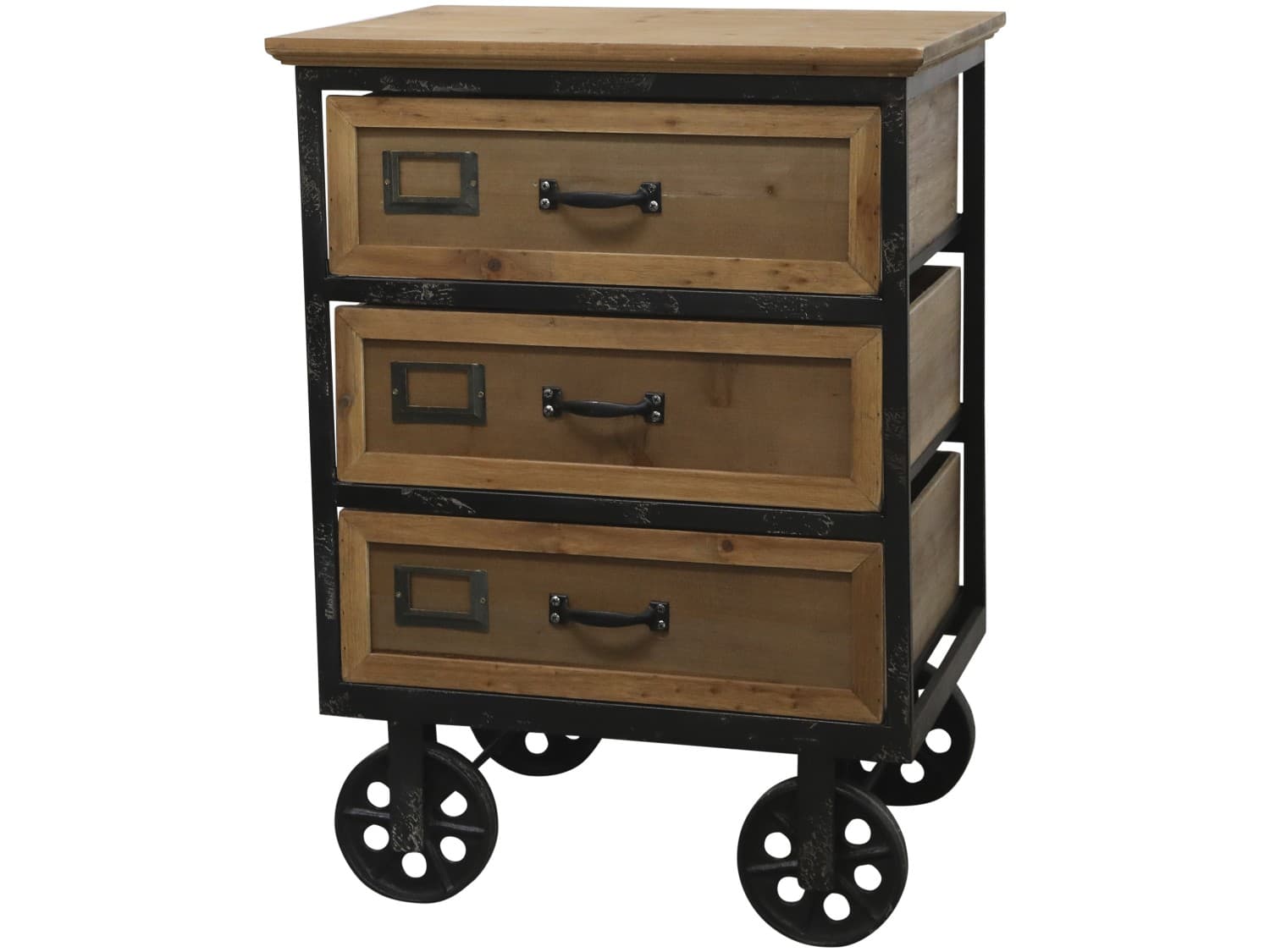 Chic Antique - Kommode på hjul m. 3 skuffer H73 L53 B39cm.