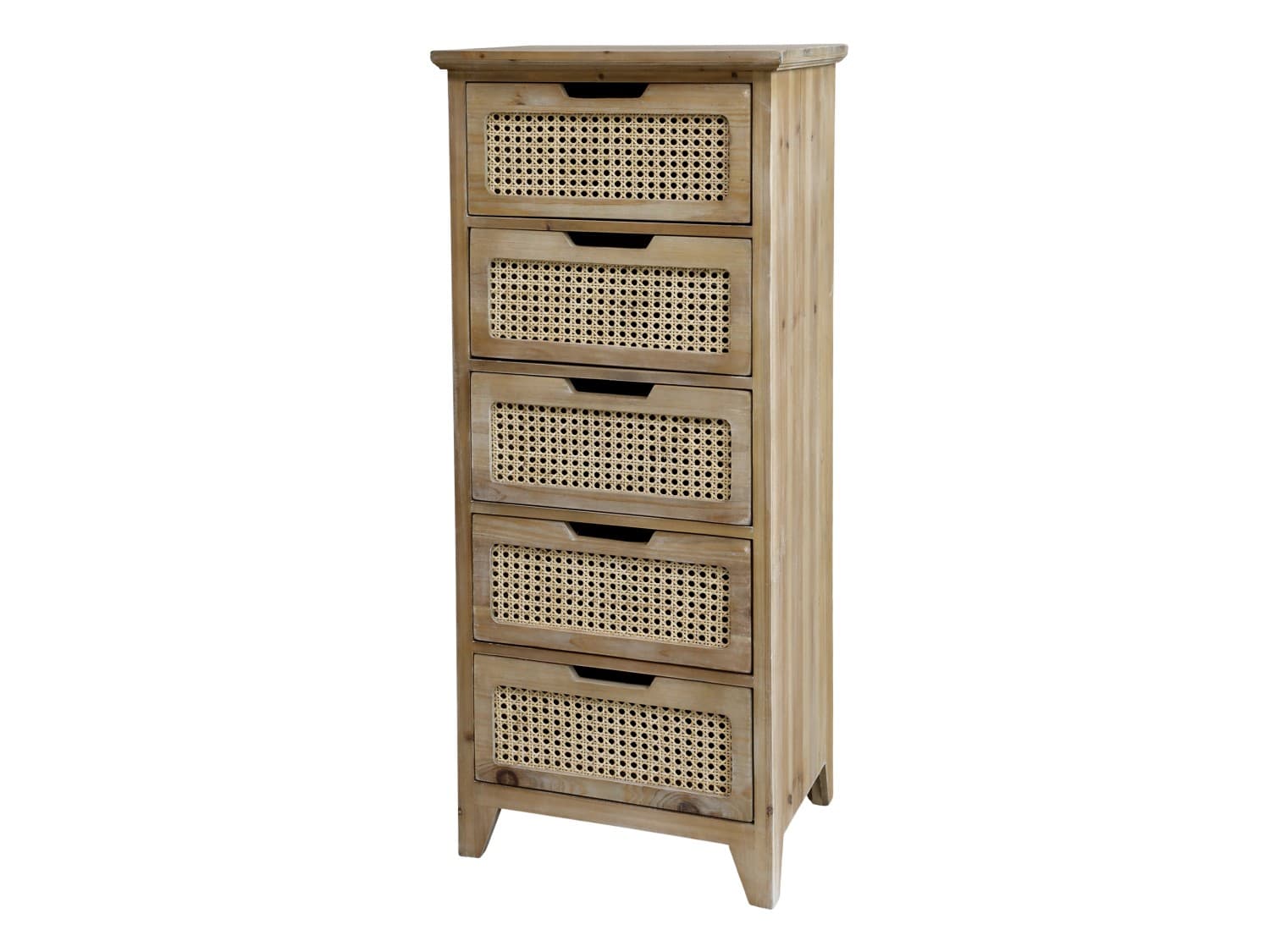 Chic Antique - Kommode m. 5 franske flet skuffer H102,5 L45 B35cm.