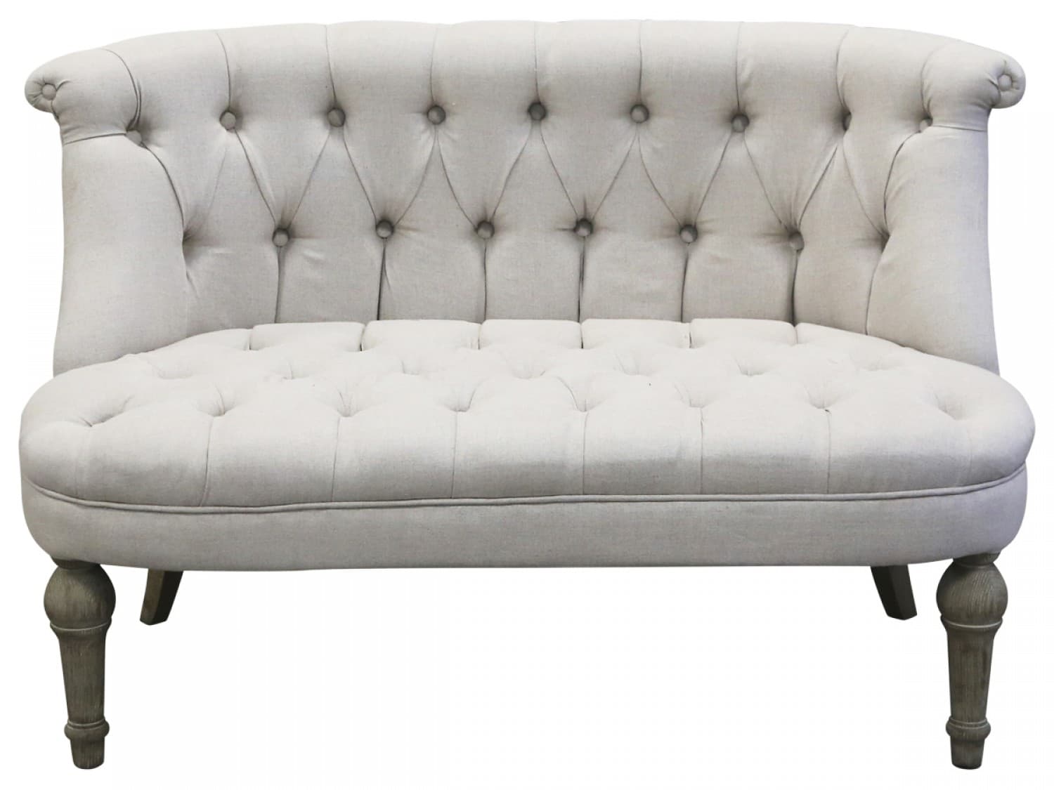 Chic Antique - Fransk sofa i hørstof, creme 2 pers. H75 L110 B55cm.-logo