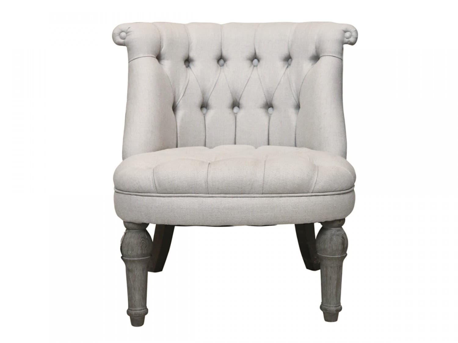 Chic Antique - Fransk Lænestol i hørstof, creme H71 L67 B66cm. -logo