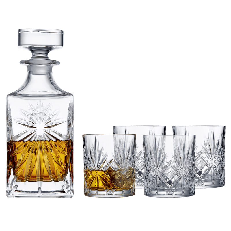 Lyngby Glas - Melodia Whiskysæt m/karaffel 85cl. & 4 stk. Whiskyglas 31cl.-logo