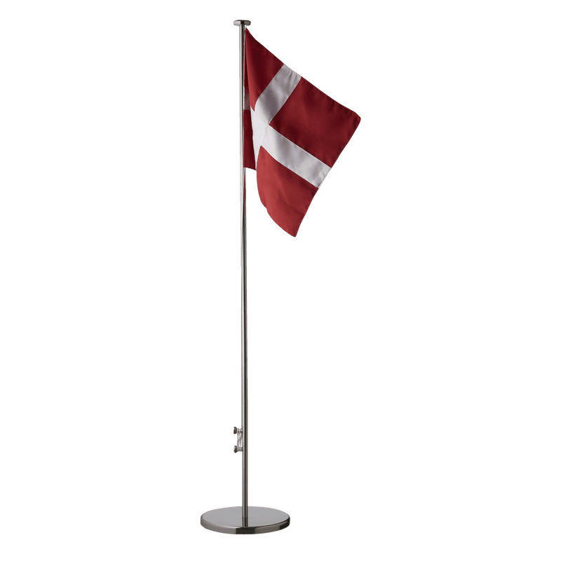 Gulvflag m/DK flag rustfrit stål H:165cm. -logo