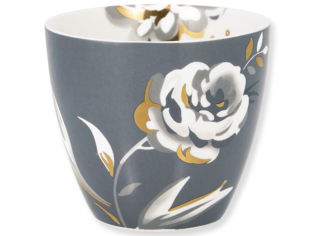 GreenGate lattekop Aslaug grå m/guld detaljer-logo