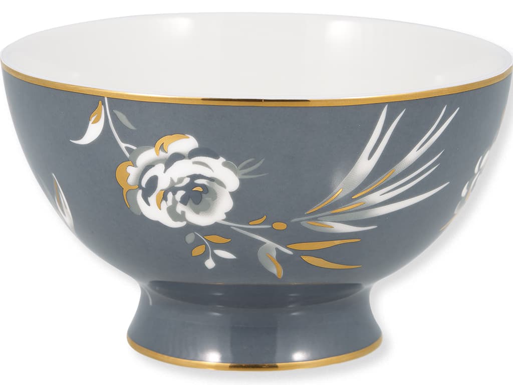 GreenGate skål Aslaug grå m/guld detaljer 0,5L-logo