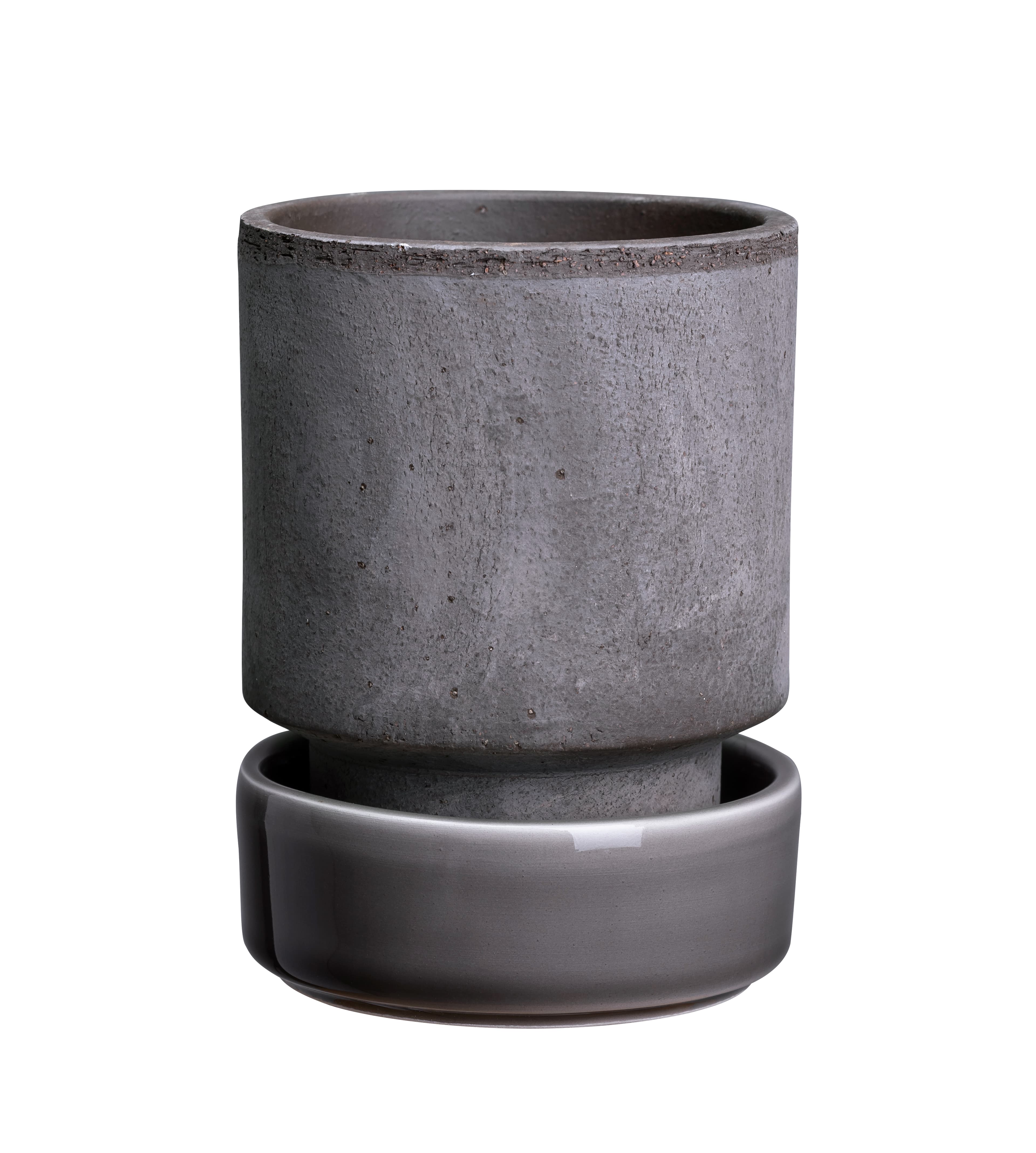 Bergs Potter Hoff urtepotte u/underskål grå 18 cm-logo