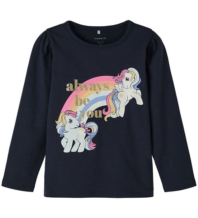 Name It - Langærmet bluse m/ glimmer tekst my little pony mørkeblå 92-logo