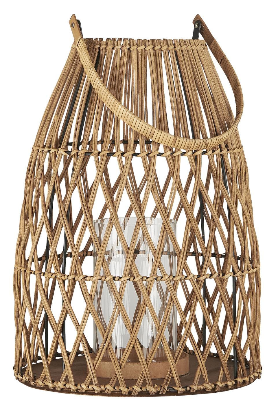 Ib Laursen lanterne i rattan flet m/glasindsats H40 cm. -logo