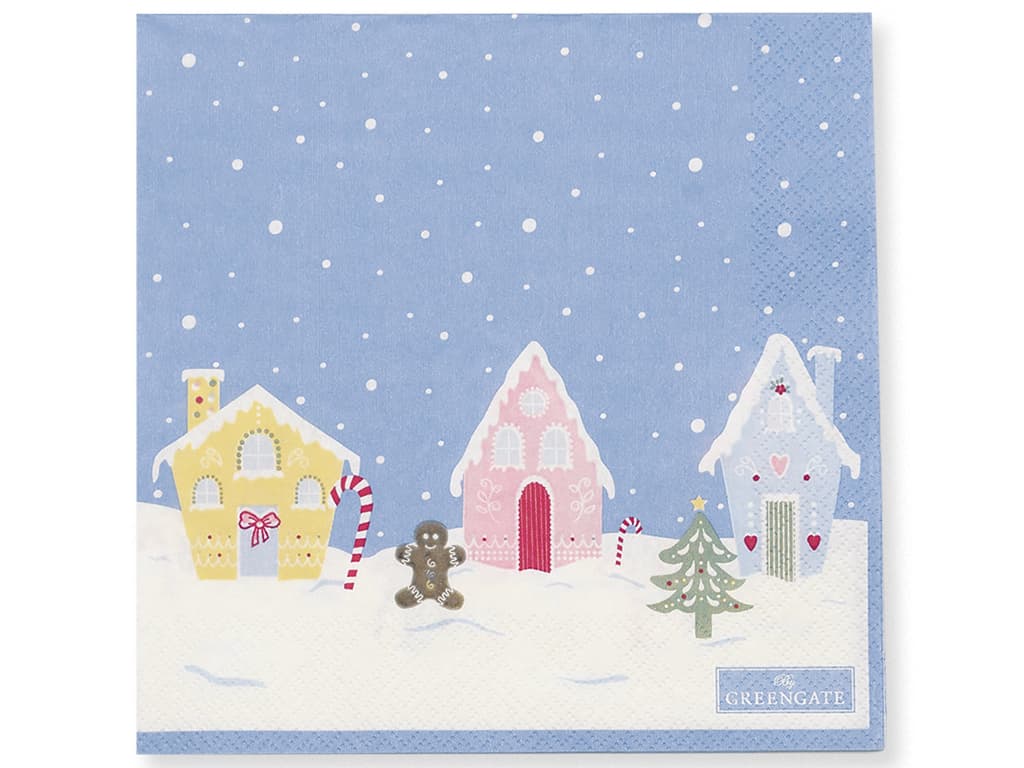 GreenGate papirservietter Laura Homes dusty blue 20stk. pr. pk. -logo