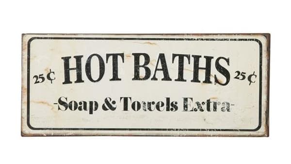  Metalskilt - Hot baths - 13x31 cm.