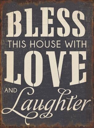 Metalskilt - Bless this house with love... - 35x26 cm