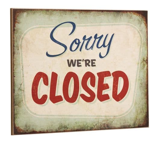 Træskilt - Sorry we're closed - 30x40 cm-logo