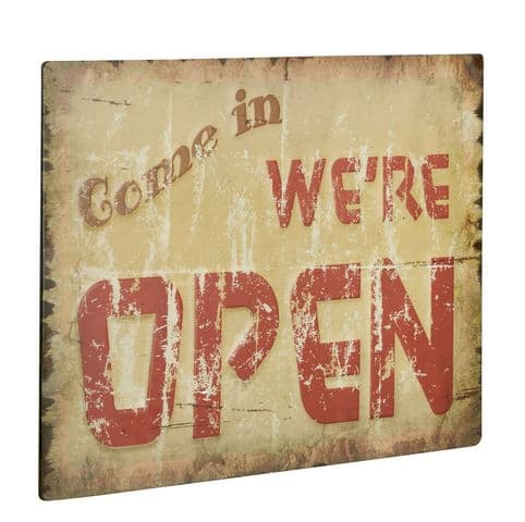  Metalskilt - Come in we're open - 30x40 cm-logo