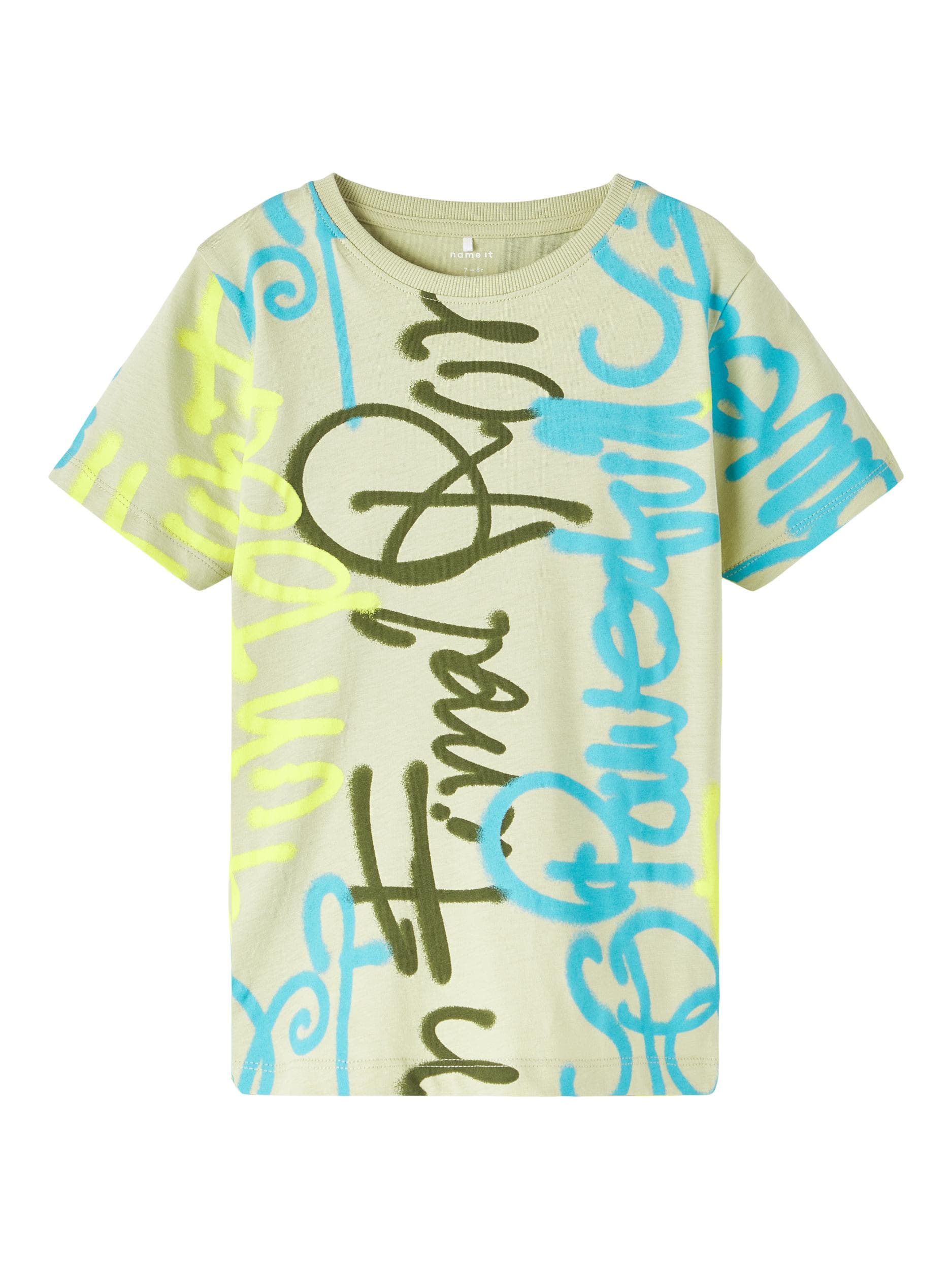 Name It - T-shirt m/ graffiti skrift Lysegrøn  116-logo