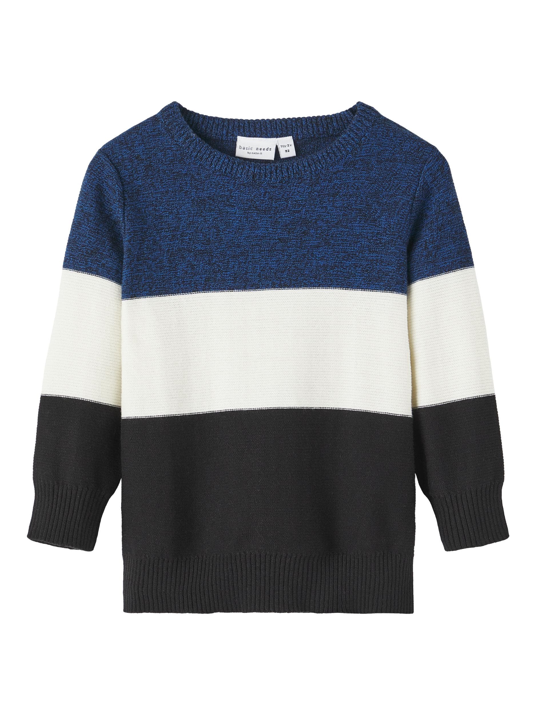 Name It - Stribet Pullover blå, hvid sort 104-logo
