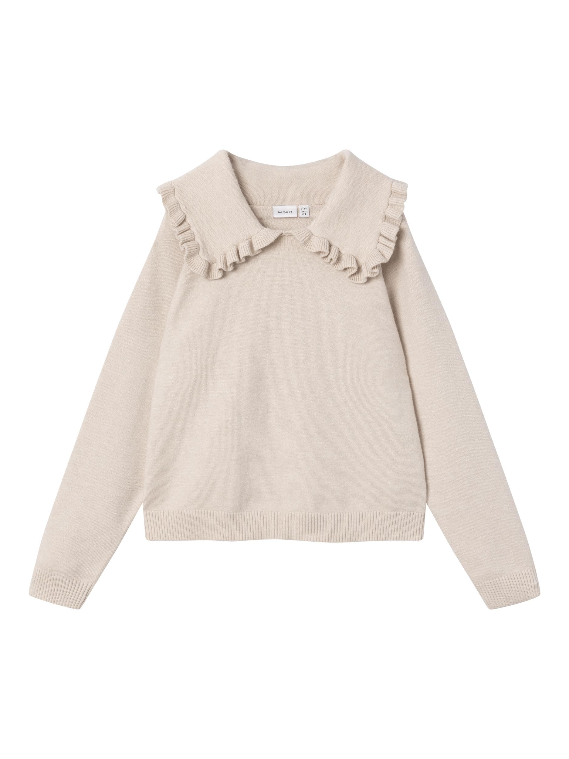Name It - Langærmet trøje m/ flæser beige 134/140-logo
