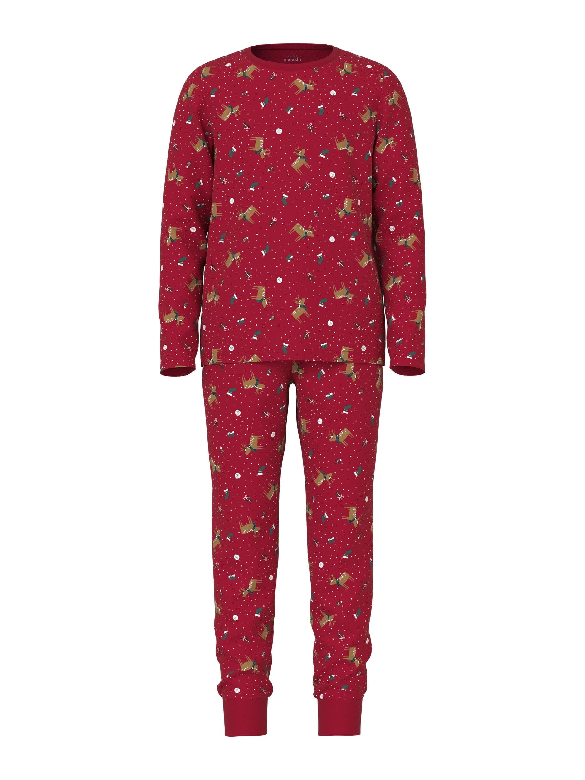 Name It - Jule pyjamas m/ rensdyr rød 140-logo