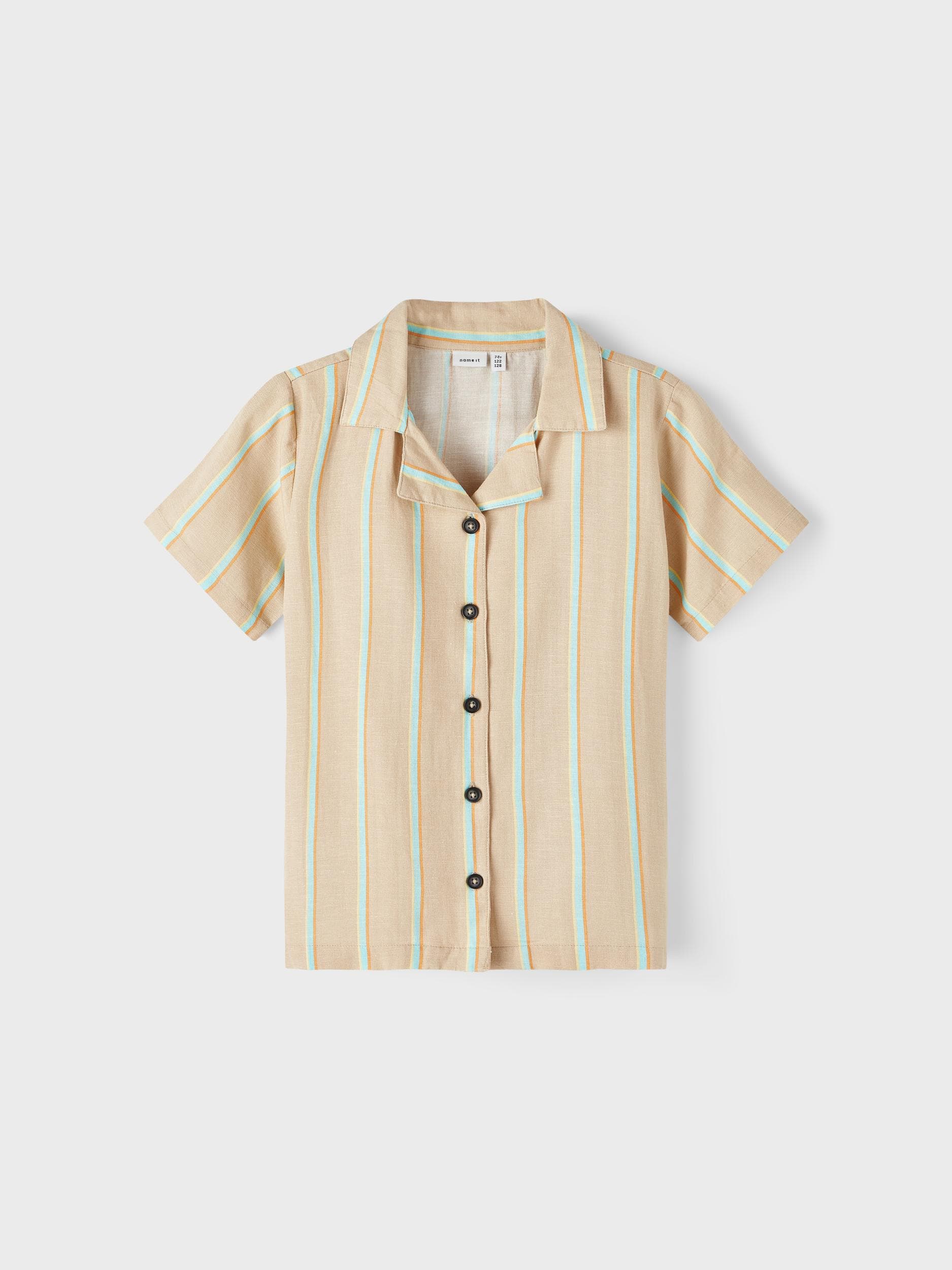 Name It - Kortærmet skjorte m/ striber beige 146/152-logo