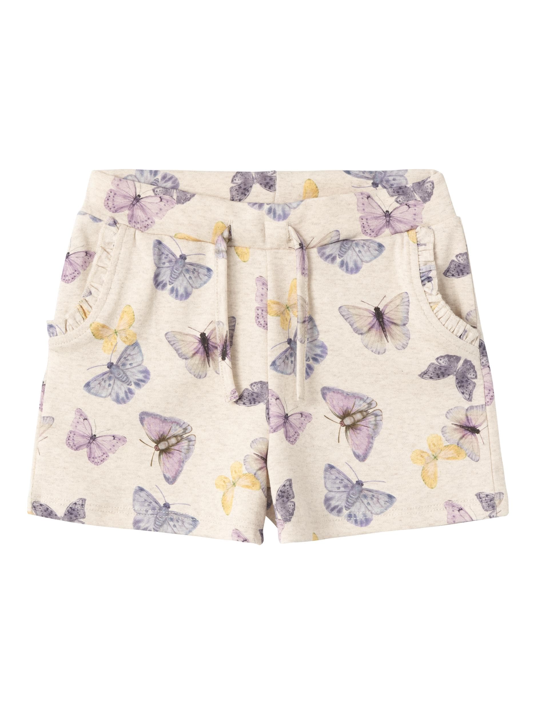 Name It - Shorts m/ sommerfugle print cremefarvet 104-logo