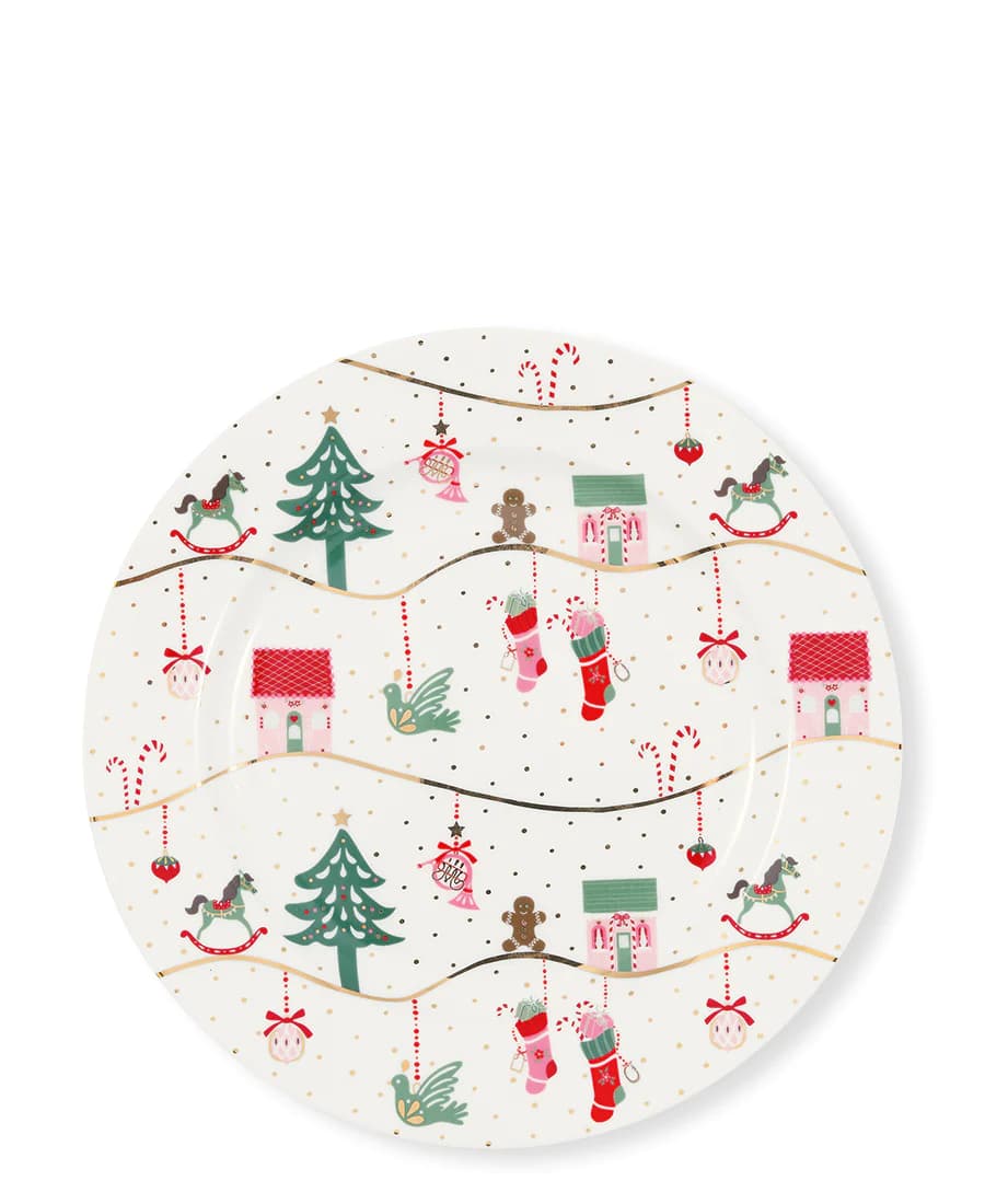 GreenGate Laura Christmas Gold tallerken Dia: 20,5cm.-logo