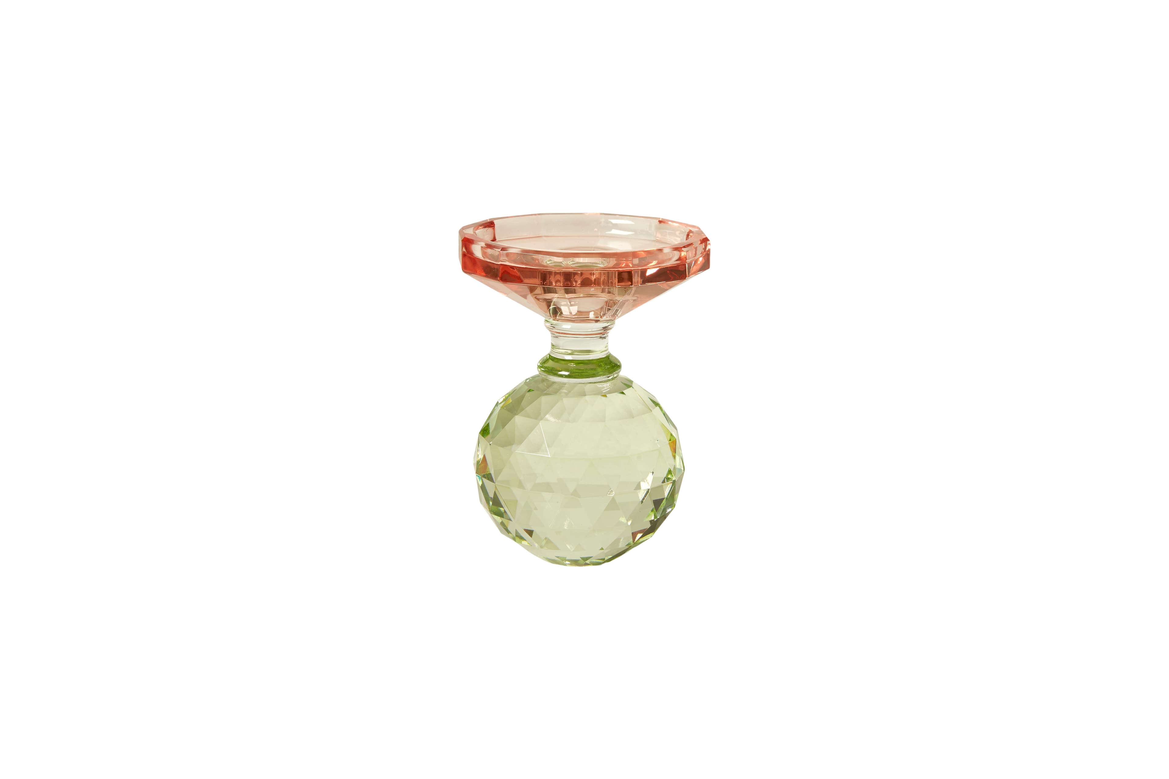 Speedtsberg Krystal lysestage rosa/klar/grøn H13 cm.-logo