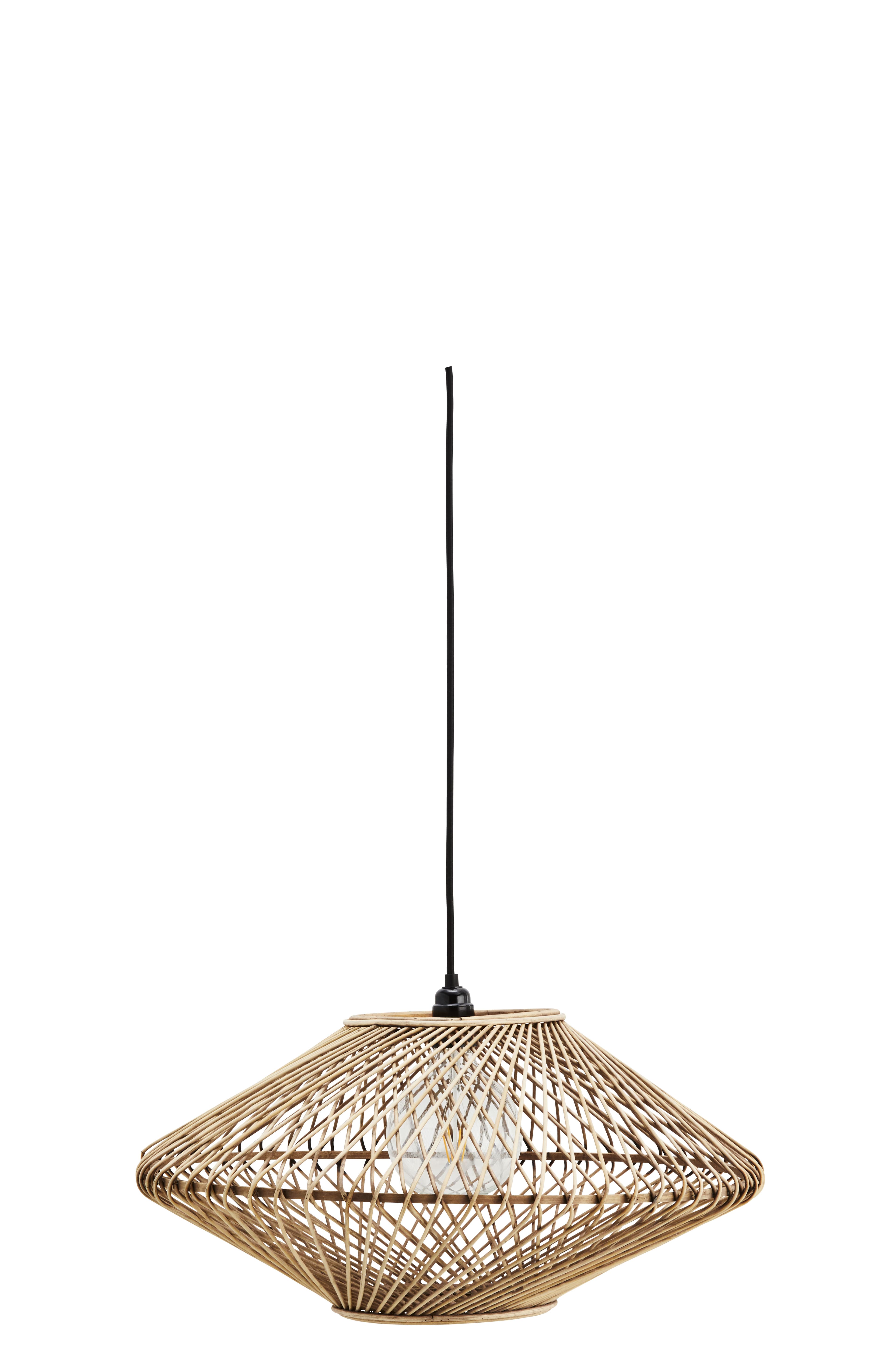 Madam Stoltz - Bambus loftlampe i flet Ø 57 H 28,5 cm