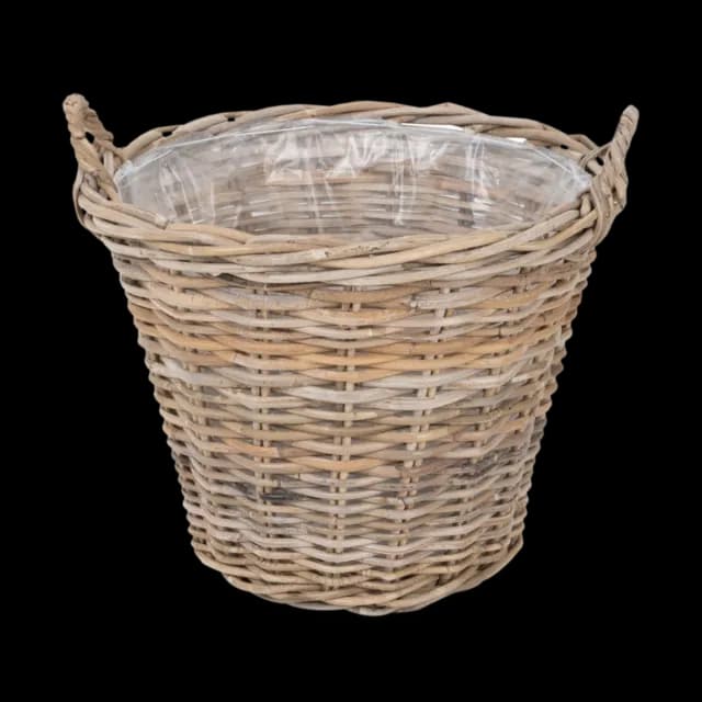 Skinbjerg Plantekurv i Grå Rattan XL m. Plast. Ø:42 H:42cm-logo