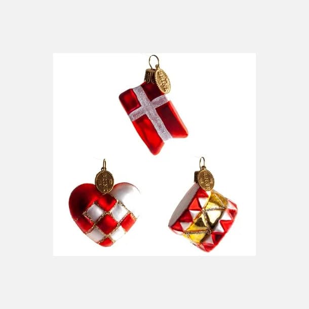 Brink Nordic flag, tromme & julehjerte 4cm. 