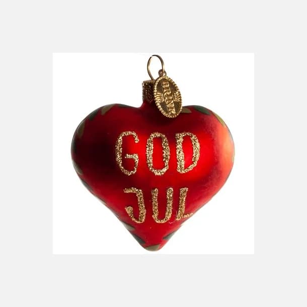 Brink Nordic rødt julehjerte 5 cm GOD JUL-logo